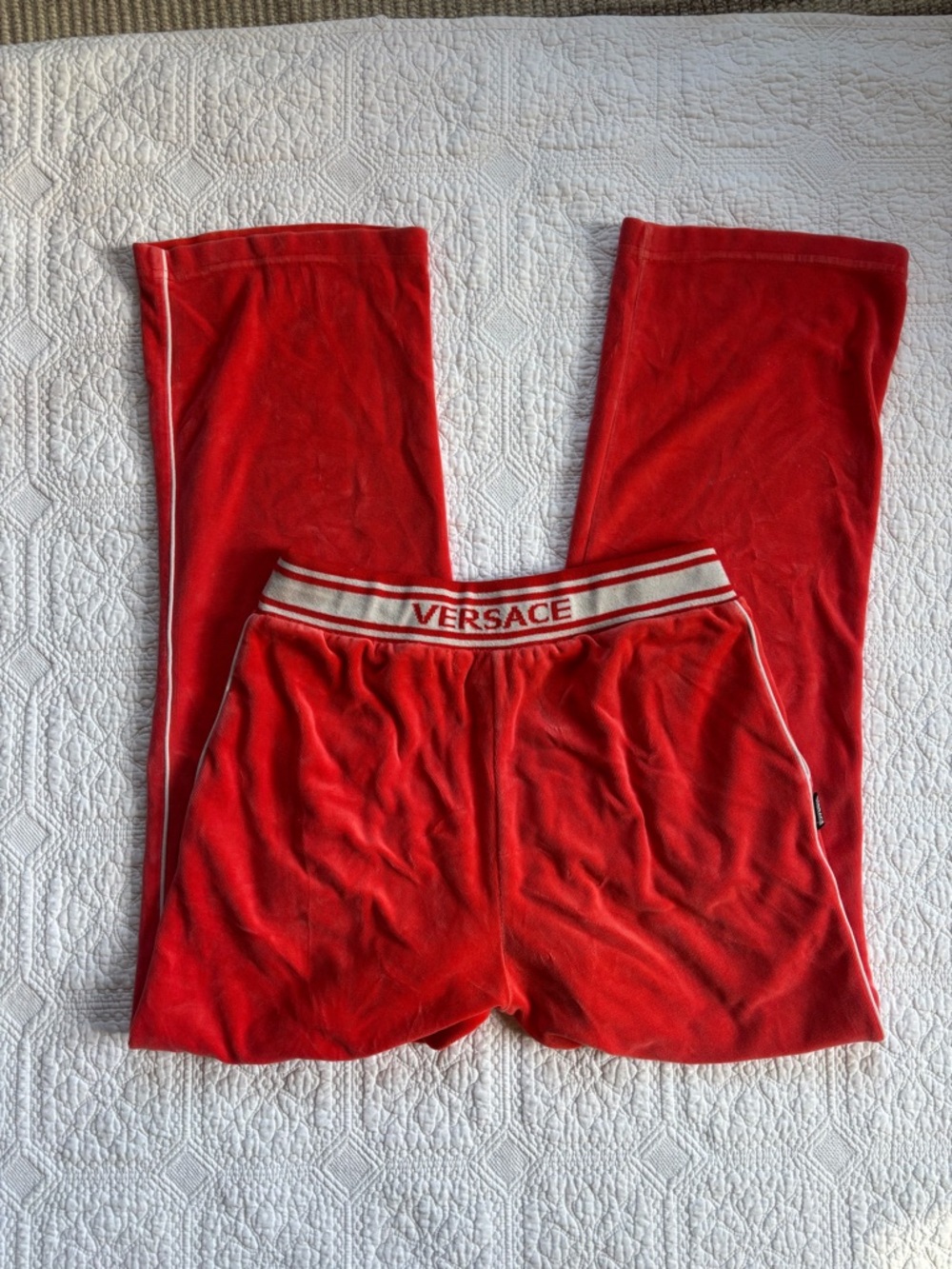 Vintage rare Versace Red Lounge Pants with Branded Waistband